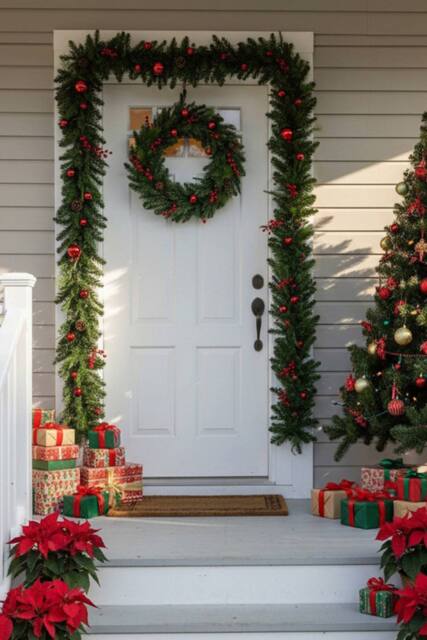 Living and Home Christmas Wreath with LED Light String - image 1