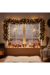 Living and Home Christmas Wreath with LED Light String - thumbnail 3