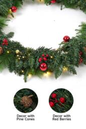 Living and Home Christmas Wreath with LED Light String - thumbnail 4