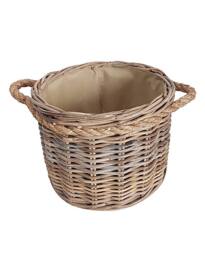 Dibor Traditional Round Medium Wicker Log Basket with Rope Handles H29 x L39 x W39cm in Natural - thumbnail 2