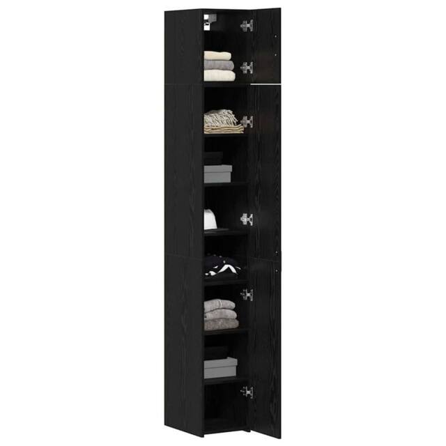 Berkfield Home Slim Storage Cabinet Black Oak 30x42.5x225 cm Engineered Wood - image 1