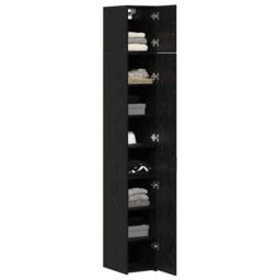 Berkfield Home Slim Storage Cabinet Black Oak 30x42.5x225 cm Engineered Wood - thumbnail 1