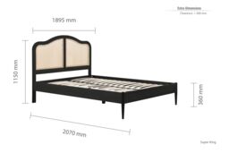 Birlea Rattan Wooden Bed Frame Leonie Bedstead in Black - Size: Super King - thumbnail 6