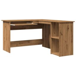 Berkfield Home Corner Desk Artisan Oak 120x140x75 cm Engineered Wood in Brown - Size: 120 x 140 x 75 cm - thumbnail 7