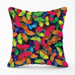 Warren Reed - Designer Rainbow Butterflies Outdoor Cushion in Red - Size: 45 cm x 45 cm - thumbnail 1