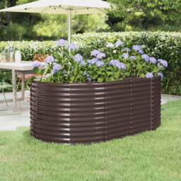 Berkfield Home Garden Raised Bed Powder-coated Steel 175x100x68 cm Brown - Size: 175 x 100 x 68 cm - thumbnail 2