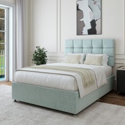 Bedmaster Linen 4 Drawer Divan Base & Square Headboard in Light Brown - Size: Small Double - thumbnail 3