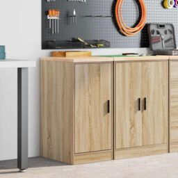 Berkfield Home Garage Storage Cabinet Sonoma Oak 40x51x85 cm Solid Wood Pine in Brown - Size: 40 x 51 x 85 cm - thumbnail 3