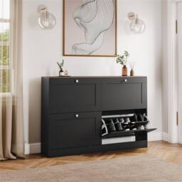 SPETLEK 4 Tier Drawer Door Shoe Cabinet Black Oak - Size: 0.6m2 - thumbnail 2