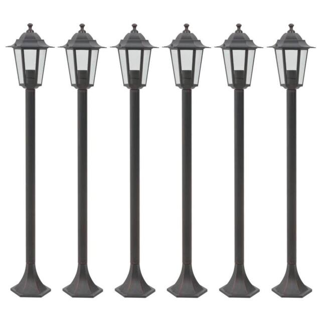 Berkfield Home Garden Post Lights 6 pcs E27 110 cm Aluminium Bronze in Brown - image 1