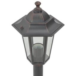 Berkfield Home Garden Post Lights 6 pcs E27 110 cm Aluminium Bronze in Brown - thumbnail 6