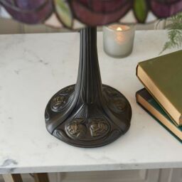 Loops Tiffany Glass Table Lamp Light Dark Bronze & Mackintosh Red Rose Shade i00205 in Clear - thumbnail 4