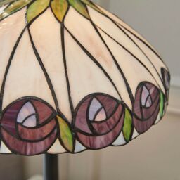 Loops Tiffany Glass Table Lamp Light Dark Bronze & Mackintosh Red Rose Shade i00205 in Clear - thumbnail 5