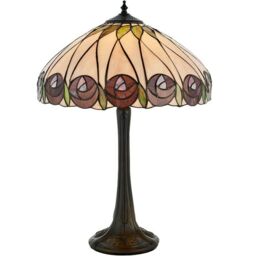 Loops Tiffany Glass Table Lamp Light Dark Bronze & Mackintosh Red Rose Shade i00205 in Clear