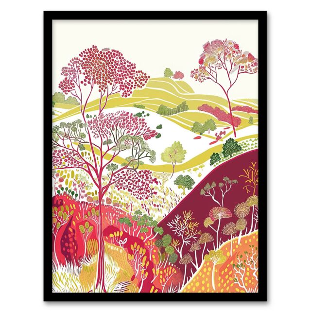 "Artery8 Blooming Trees Yorkshire Countryside Landscape Framed Art Print - Size: W12"" x H16""" - image 1