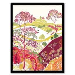 "Artery8 Blooming Trees Yorkshire Countryside Landscape Framed Art Print - Size: W12"" x H16""" - thumbnail 1