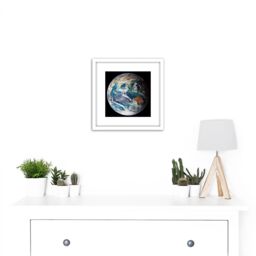 Artery8 Blue Marble Earth Eastern Hemisphere Photograph 8X8 Inch Square Wooden Framed Wall Art Print Picture with Mount in White - thumbnail 2