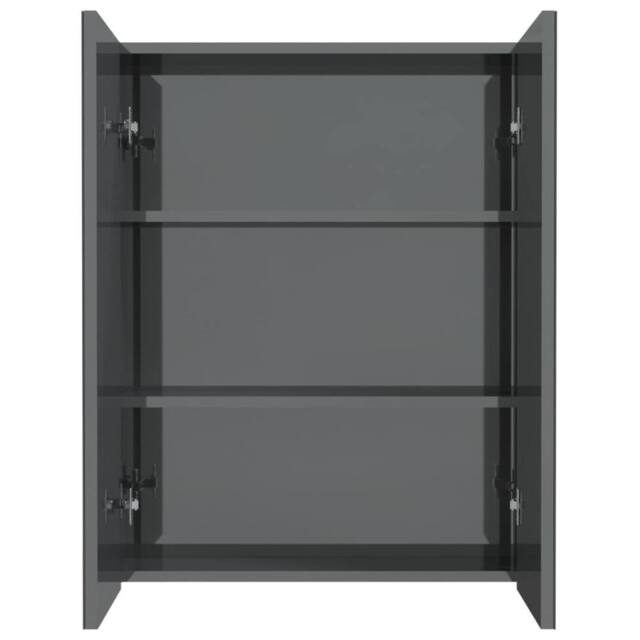 Berkfield Home Durable Bathroom Mirror Cabinet 60x15x75 cm MDF Shining Grey - Size: 60 x 15 x 75 cm - image 1