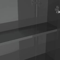 Berkfield Home Durable Bathroom Mirror Cabinet 60x15x75 cm MDF Shining Grey - Size: 60 x 15 x 75 cm - thumbnail 7