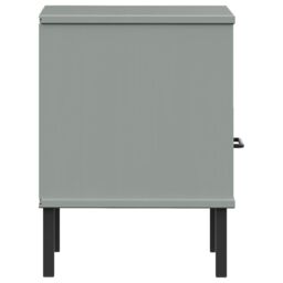 Berkfield Home Bedside Cabinet with Metal Legs Grey Solid Wood Pine OSLO - thumbnail 6