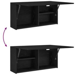Berkfield Home Bathroom Wall Cabinet Black 80x25x40 cm Engineered Wood - Size: 80 x 25 x 40 cm - thumbnail 9