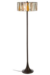 Orsina Jewel Deco Floor Lamp, Hand Rolled Art Glass with Jewel Detailing, Rustic Bronze Frame, Tiffany Lighting