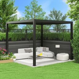 Primrose Charcoal Pergola with Steel Louvered Shutter Roof 3m x 4m in Black - thumbnail 9