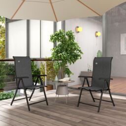 OUTSUNNY Outdoor Rattan Folding Chair Set w/ Adjustable Backrest in Grey - Size: 2 Pack - thumbnail 1
