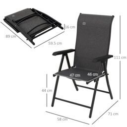 OUTSUNNY Outdoor Rattan Folding Chair Set w/ Adjustable Backrest in Grey - Size: 2 Pack - thumbnail 3