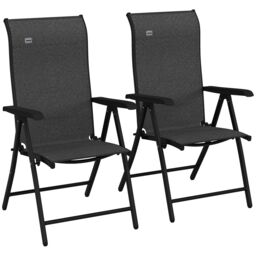 OUTSUNNY Outdoor Rattan Folding Chair Set w/ Adjustable Backrest in Grey - Size: 2 Pack - thumbnail 2
