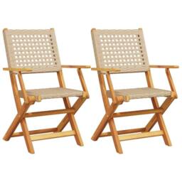 Berkfield Home Garden Chairs 2 pcs Beige Solid Wood Acacia & Poly Rattan