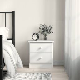 Berkfield Home Bedside Cabinet ALTA White 43x35x40.5 cm Solid Wood Pine - thumbnail 1
