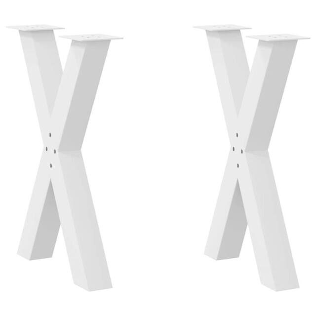 Berkfield Home Dining Table Legs X-Shaped 2 pcs White 60x(72-73) cm Steel - image 1