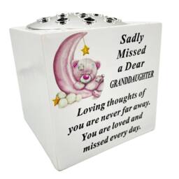 David Fischhoff Memorial Grave Bear On A Moon Rose Bowl - Granddaughter in White - thumbnail 2