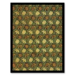 Artery8 William Morris Framed Wall Art Print Tulip & Lily Floral Pattern in Green - Size: A4 - thumbnail 1
