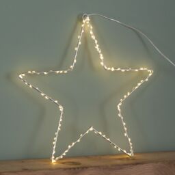 Samuel Alexander 30cm Light up Dewdrop Christmas Star with 120 Warm White LEDs in Silver - thumbnail 8