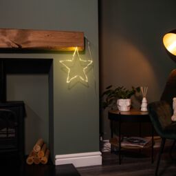 Samuel Alexander 30cm Light up Dewdrop Christmas Star with 120 Warm White LEDs in Silver - thumbnail 2