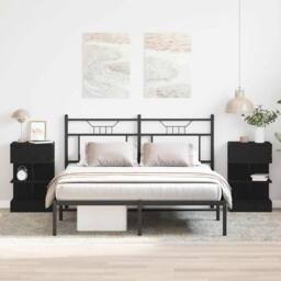 Berkfield Home Bedside Cabinet 2 pcs Black Oak 40x35x65 cm Engineered Wood - Size: 40 x 35 x 65 cm - thumbnail 2