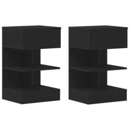 Berkfield Home Bedside Cabinet 2 pcs Black Oak 40x35x65 cm Engineered Wood - Size: 40 x 35 x 65 cm - thumbnail 1