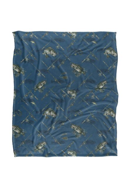 JQ Licensing Action Bass Fishing Pattern 2 Silky Touch Super Soft Throw Blanket 152 X 127 cm in White - image 1