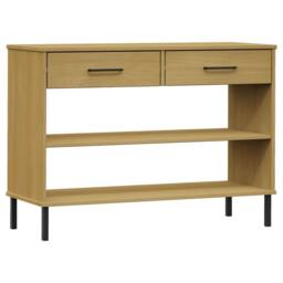 Berkfield Home Console Cabinet with Metal Legs Brown Solid Wood Pine OSLO - thumbnail 2