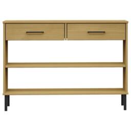 Berkfield Home Console Cabinet with Metal Legs Brown Solid Wood Pine OSLO - thumbnail 4