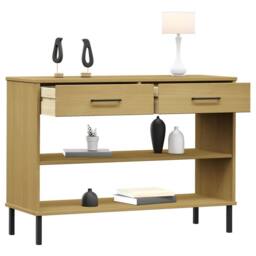Berkfield Home Console Cabinet with Metal Legs Brown Solid Wood Pine OSLO - thumbnail 3