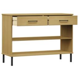 Berkfield Home Console Cabinet with Metal Legs Brown Solid Wood Pine OSLO - thumbnail 5