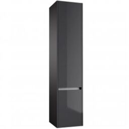 Clifton Grey Gloss Bathroom Wall Mounted Tall Storage Unit 350mm Wide - thumbnail 1