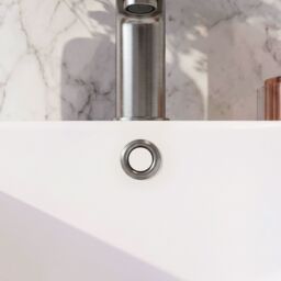 Balterley Modern Round Basin Overflow Cover Brushed Pewter 18.5mm in Silver - thumbnail 8