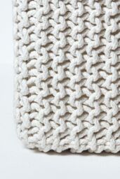 Homescapes Cube Cotton Knitted Pouffe Footstool in Natural - thumbnail 4