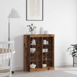 Berkfield Home Sideboard with LED Lights Old Wood 41x37x100 cm in Brown - Size: 41 x 37 x 100 cm - thumbnail 2