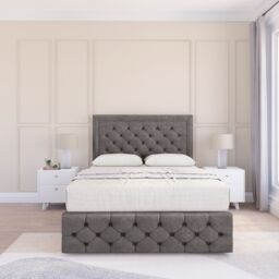 "Sloomy Watson Naples Bed Set, 4 Drawers, Mattress & 54"" Headboard in Dark Grey - Size: Super King" - thumbnail 1