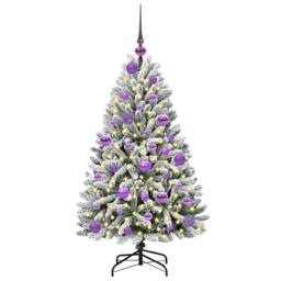 Berkfield Home Elegant Artificial Christmas Tree Green & White 120 cm PVC & Metal - thumbnail 1